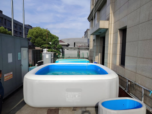 IPOOLGO rectangular inflatable swimming pool with electric pump