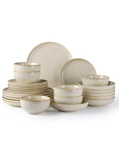 Zoha Ria 24-Piece Porcelain Dinnerware Set for 6 - Beige