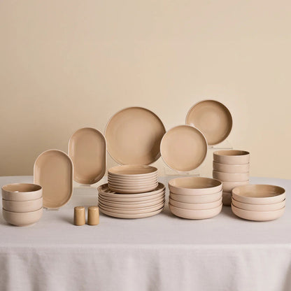 Karaca Terra 36-piece cream stoneware dinner set for 8 people