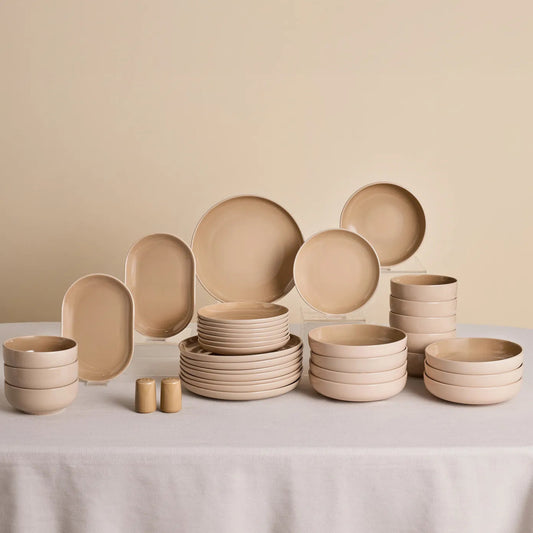 Karaca Terra 36-piece cream stoneware dinner set for 8 people