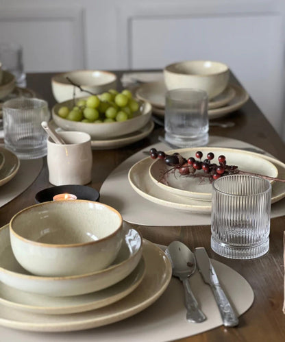 Zoha Ria 24-Piece Porcelain Dinnerware Set for 6 - Beige