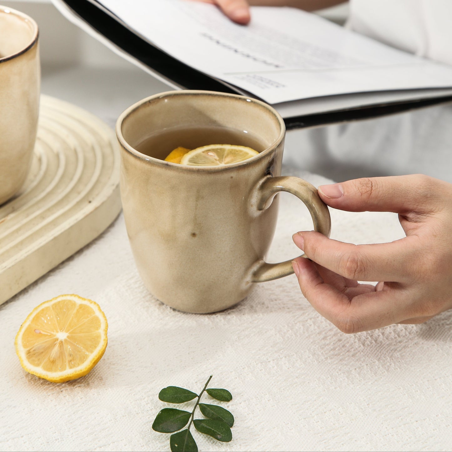 4-Piece Stoneware Mug Set in Crema