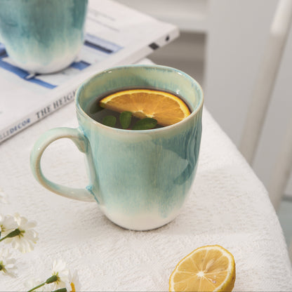 4-Piece Stoneware Mug Set in Aqua Blue