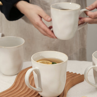 4-Piece Stoneware Mug Set in Pearl White