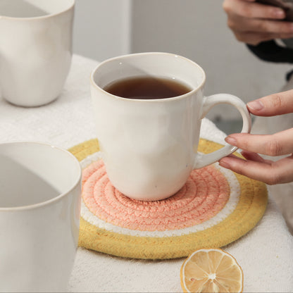 4-Piece Stoneware Mug Set in Pearl White