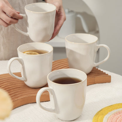 4-Piece Stoneware Mug Set in Pearl White