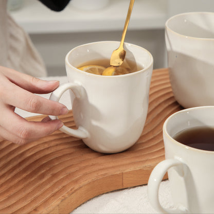 4-Piece Stoneware Mug Set in Pearl White