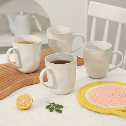 4-Piece Stoneware Mug Set in Pearl White