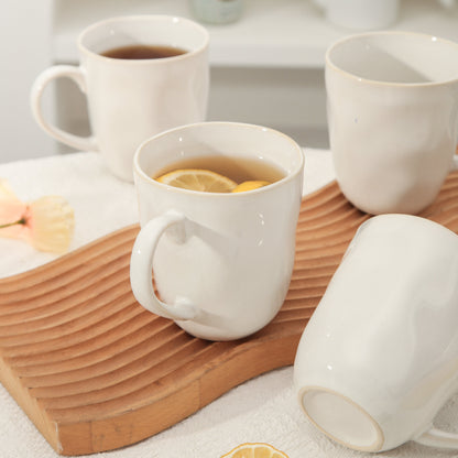 4-Piece Stoneware Mug Set in Pearl White