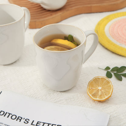 4-Piece Stoneware Mug Set in Pearl White