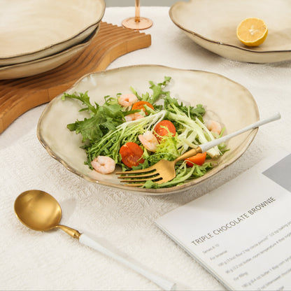 4-Piece Stoneware Deep Plate Set in Crema