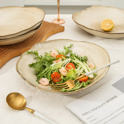 4-Piece Stoneware Deep Plate Set in Crema