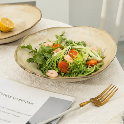 4-Piece Stoneware Deep Plate Set in Crema