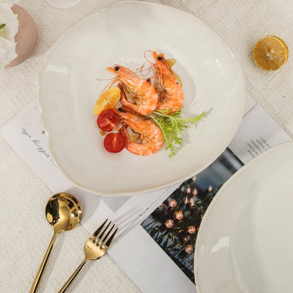 4-Piece Stoneware Deep Plate Set in Pearl White