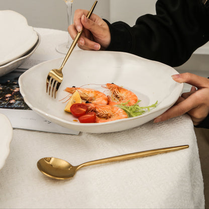 4-Piece Stoneware Deep Plate Set in Pearl White