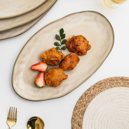 3-Piece Stoneware Serving Platter Set in Crema