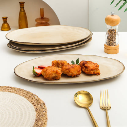 3-Piece Stoneware Serving Platter Set in Crema