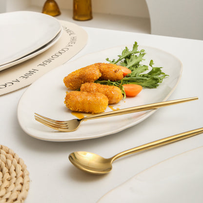 3-Piece Stoneware Serving Platter Set in Pearl White