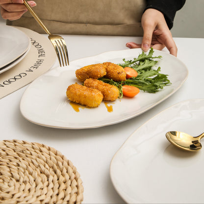 3-Piece Stoneware Serving Platter Set in Pearl White