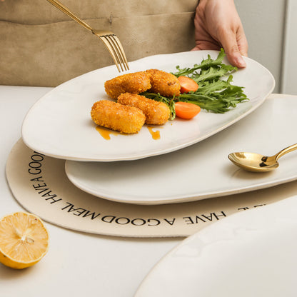 3-Piece Stoneware Serving Platter Set in Pearl White