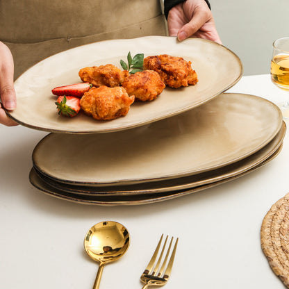 3-Piece Stoneware Serving Platter Set in Crema