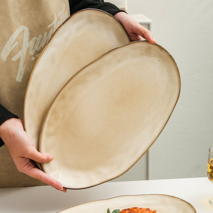 3-Piece Stoneware Serving Platter Set in Crema