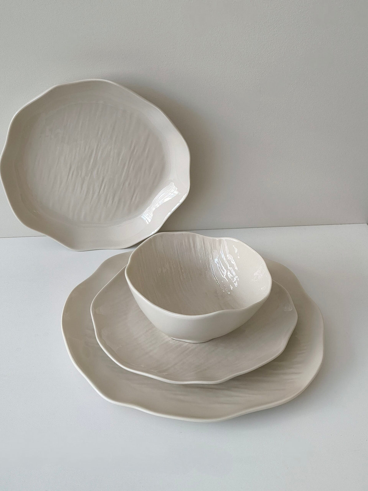 Fiora beige ceramic dinnerware set image 8