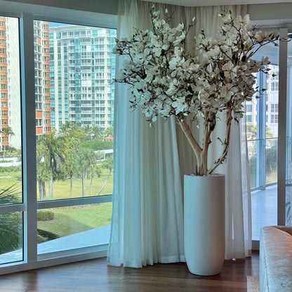 White Magnolia Tree in Matte Beige St. Tropez Planter