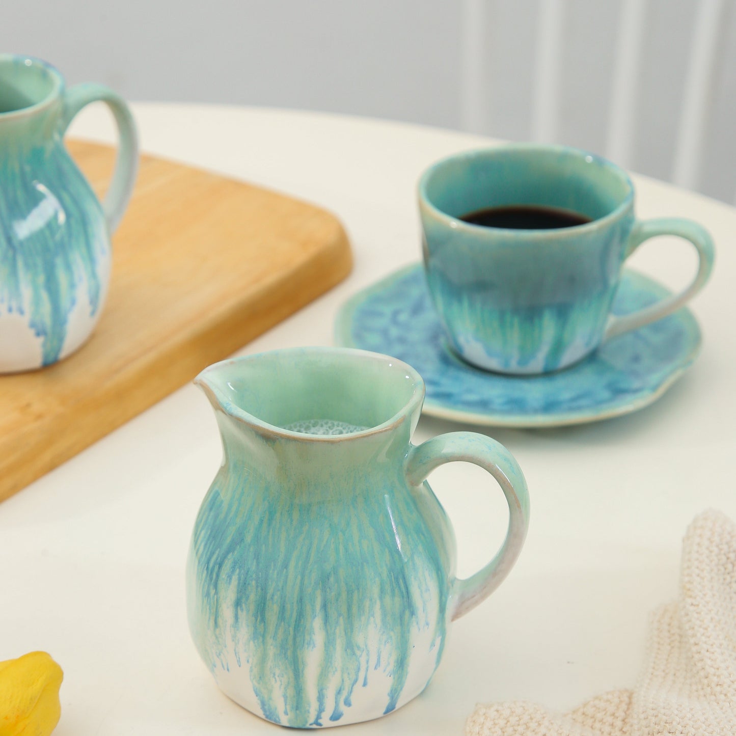 2-Piece Milk Pitcher Set-Aqua Blue