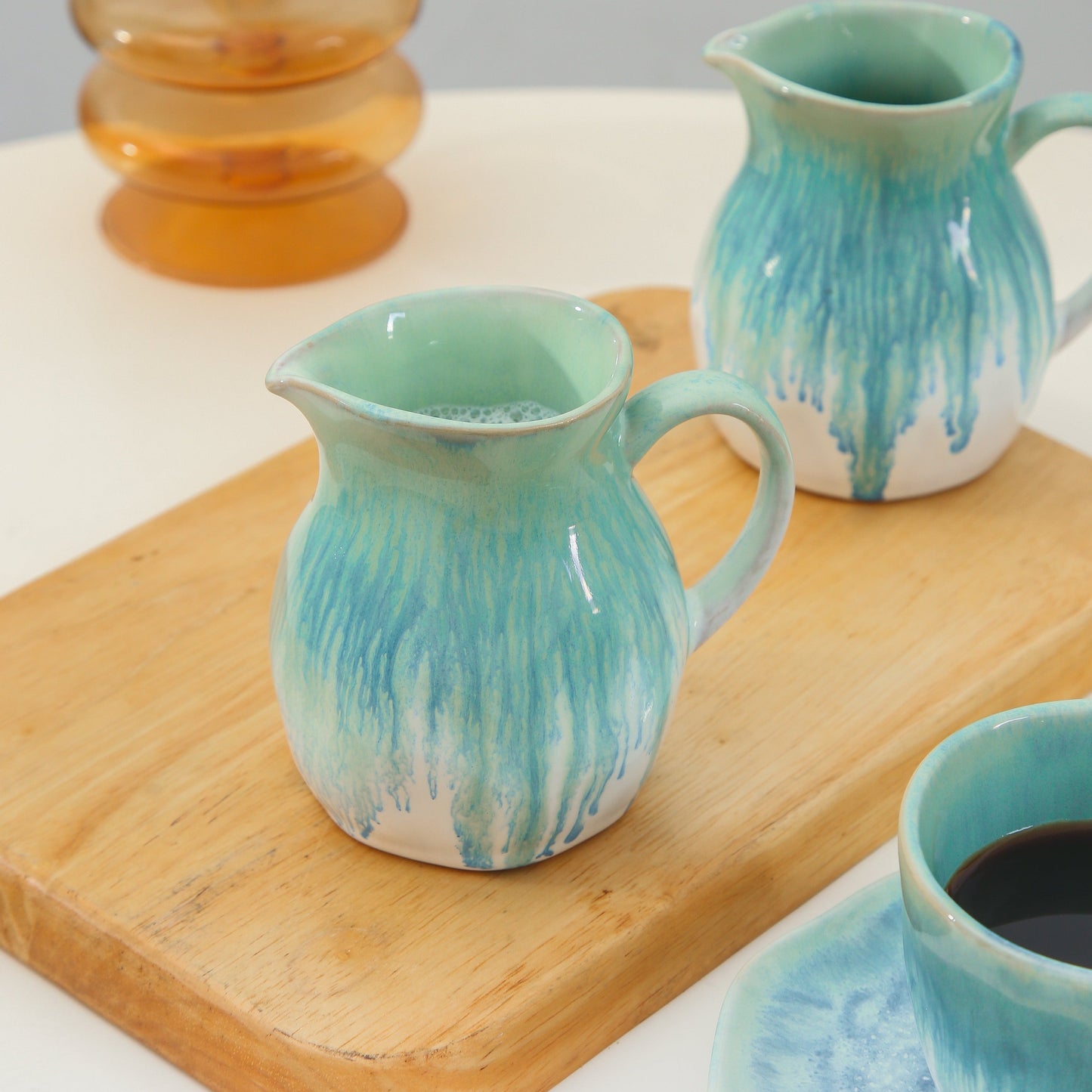 2-Piece Milk Pitcher Set-Aqua Blue