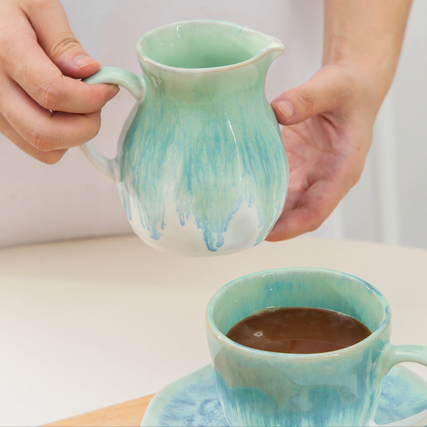 2-Piece Milk Pitcher Set-Aqua Blue