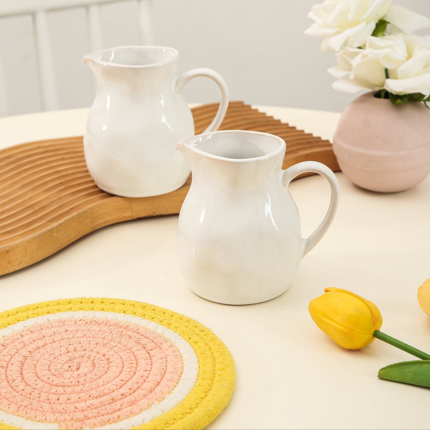 2-Piece Milk Pitcher Set-Pearl White