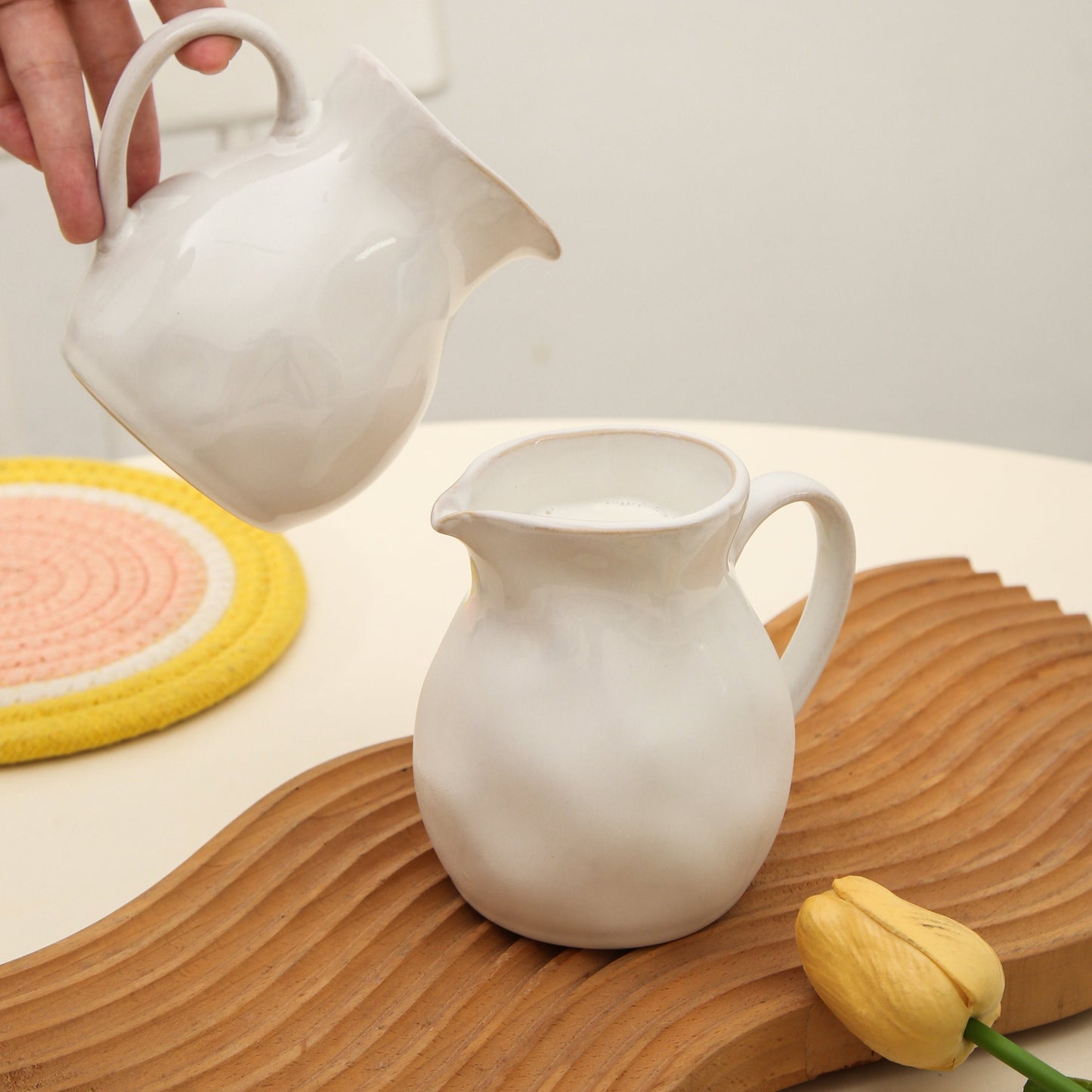 2-Piece Milk Pitcher Set-Pearl White