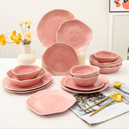16 Piece Set Dinnerware Set- Rose Pink