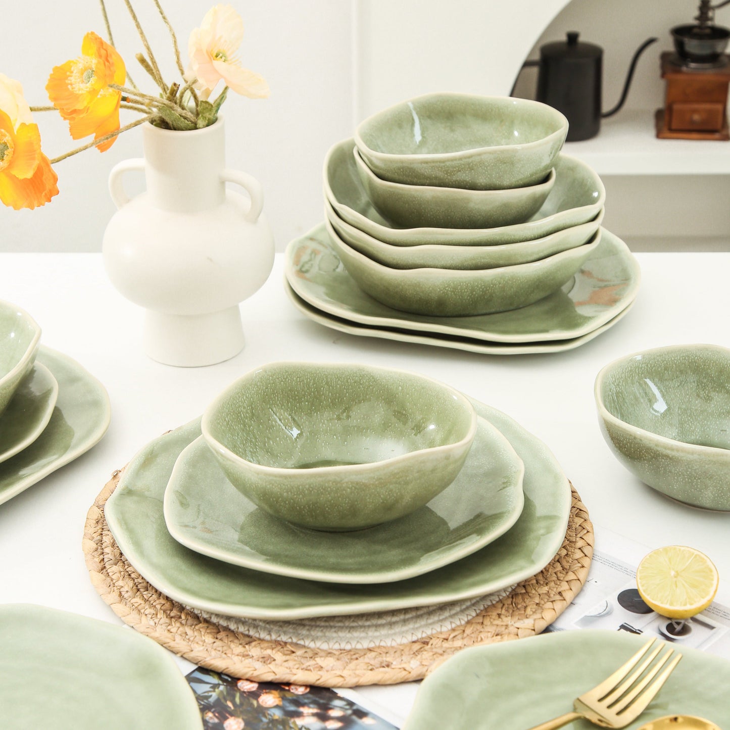 16 Piece Set Dinnerware Set-Royal Olive
