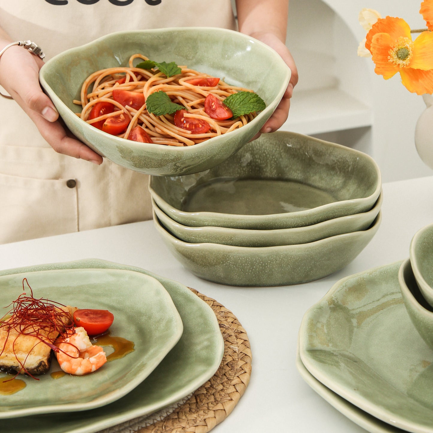 16 Piece Set Dinnerware Set-Royal Olive