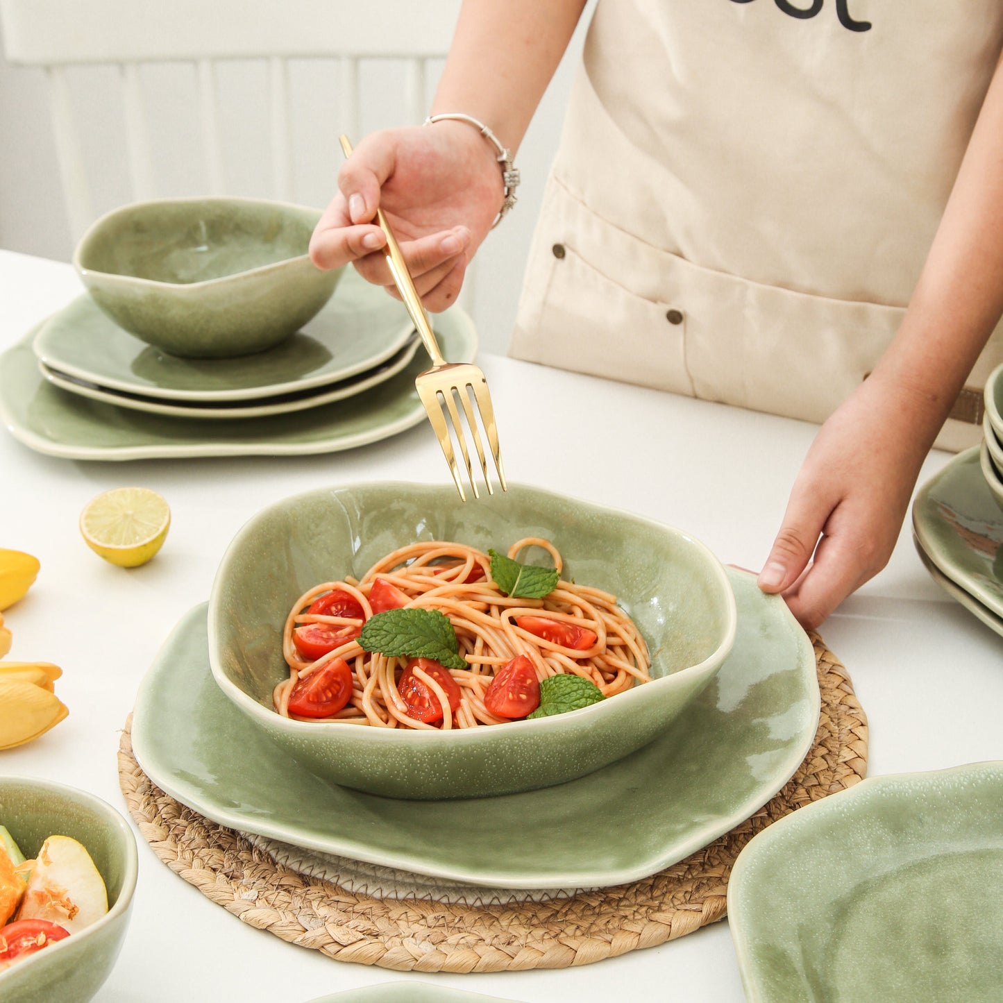 16 Piece Set Dinnerware Set-Royal Olive