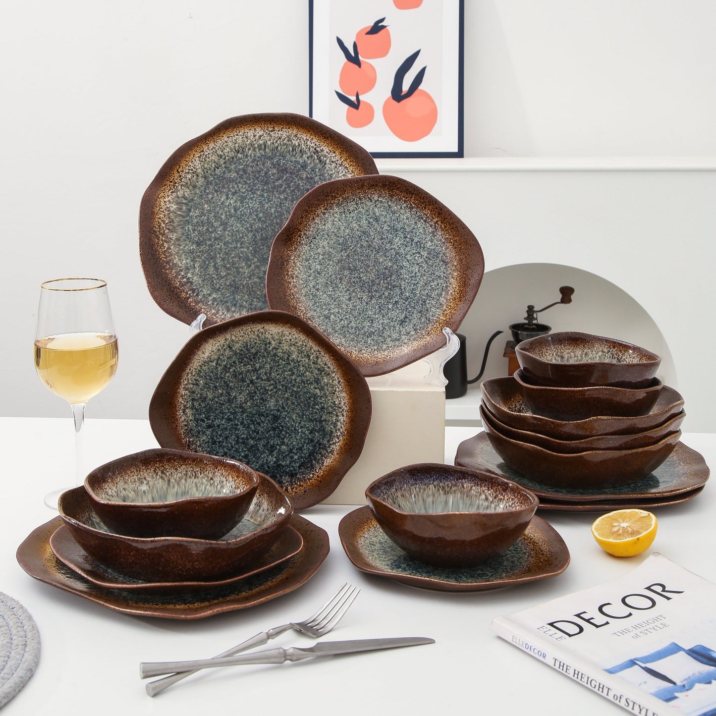 16 Piece Set Dinnerware Set-Espresso Stone