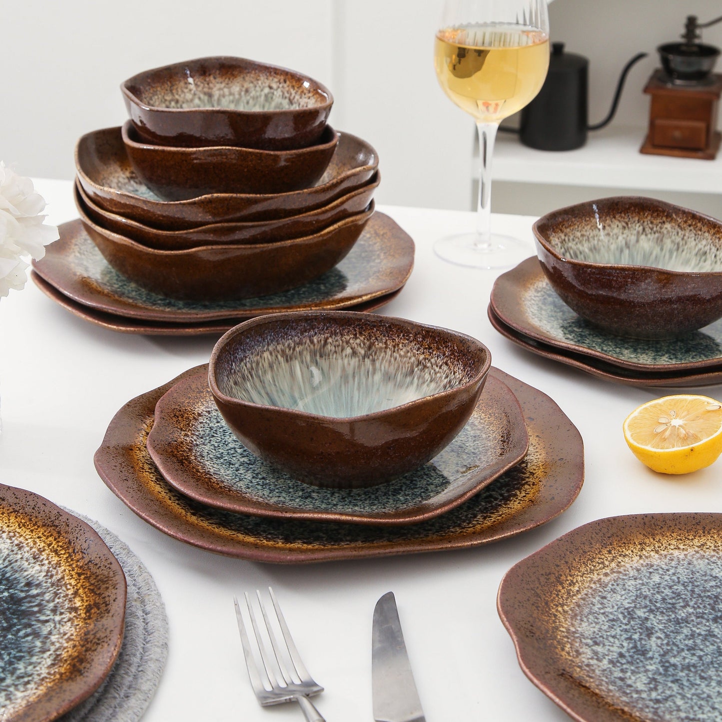 16 Piece Set Dinnerware Set-Espresso Stone