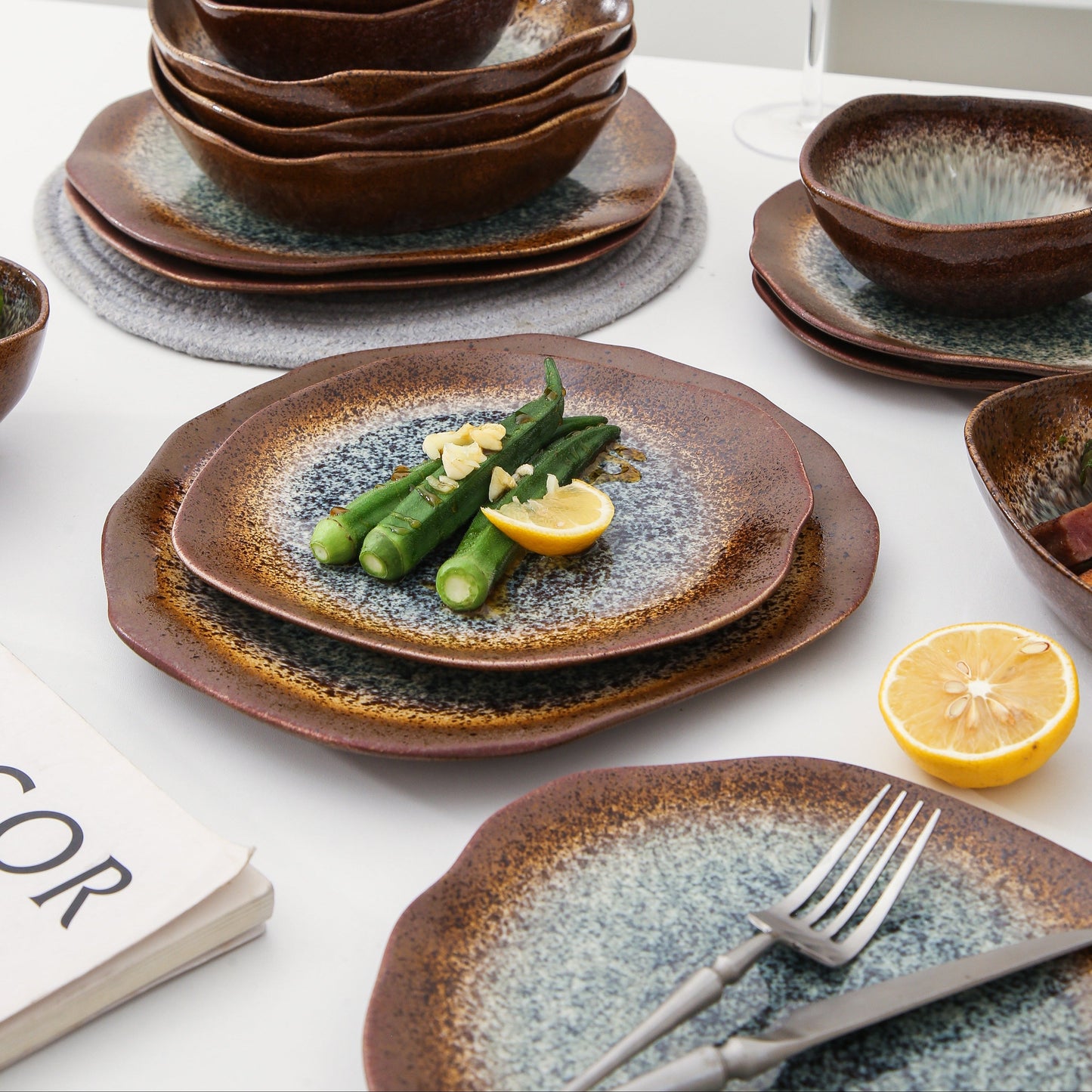 16 Piece Set Dinnerware Set-Espresso Stone