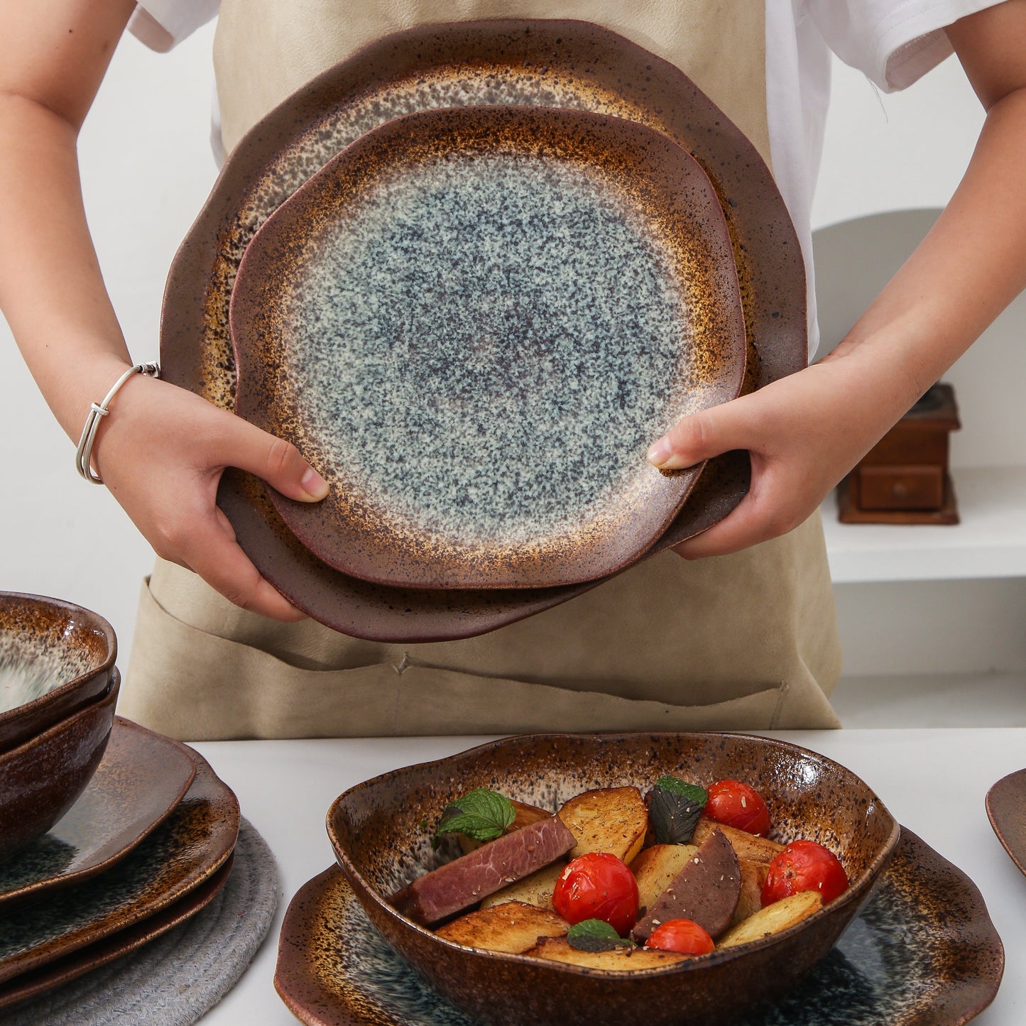 16 Piece Set Dinnerware Set-Espresso Stone