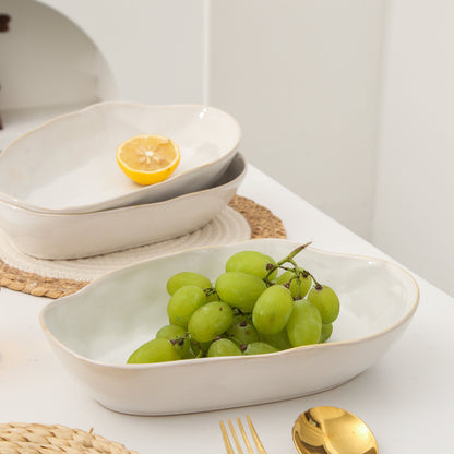4 pcs Stoneform Oval Plate-Pearl White