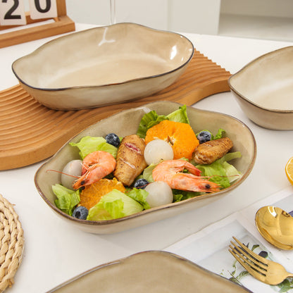 4 pcs Stoneform Oval Plate-Crema