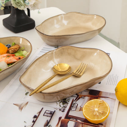4 pcs Stoneform Oval Plate-Crema