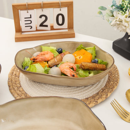 4 pcs Stoneform Oval Plate-Crema