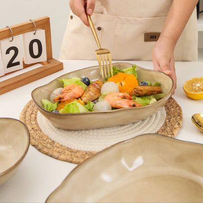 4 pcs Stoneform Oval Plate-Crema