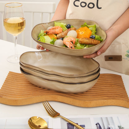 4 pcs Stoneform Oval Plate-Crema