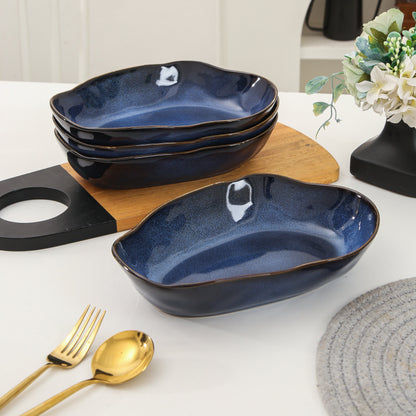 4 pcs Stoneform Oval Plate-Ocean Blue