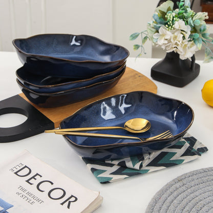 4 pcs Stoneform Oval Plate-Ocean Blue