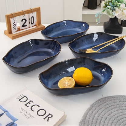 4 pcs Stoneform Oval Plate-Ocean Blue
